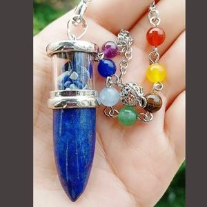 Lapis Lazuli Pendulum silver chakra Lapis Lazuli crystal chips